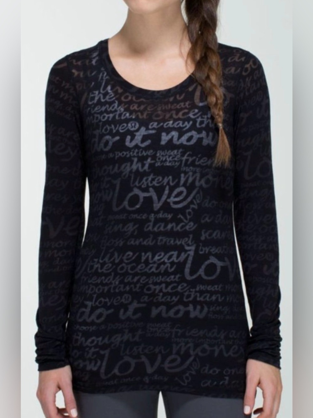 Lululemon Daily Practice See Love Manifesto Burnout Long Sleeve Sz 2 Rare
